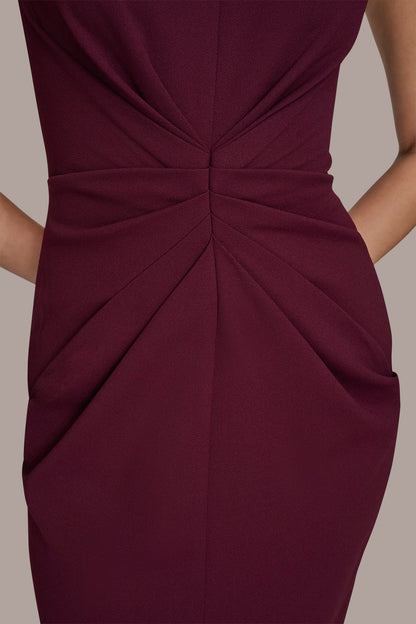Donna Karan SLEEVELESS SPLIT-FRONT MIDI SHEATH DRESS