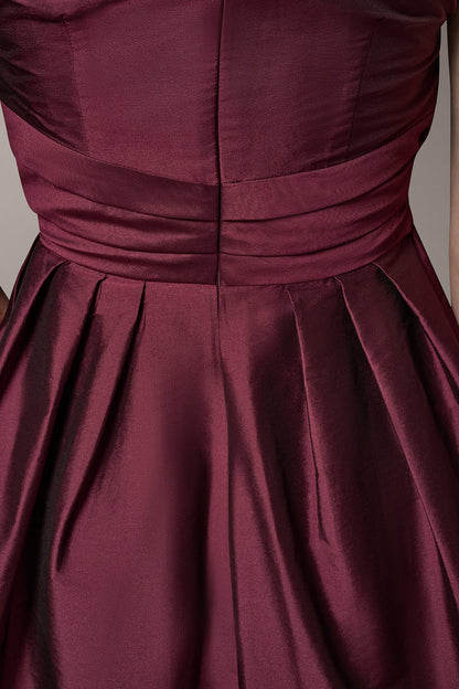 Donna Karan SLEEVELESS V-NECK TAFFETA MIDI COCKTAIL DRESS