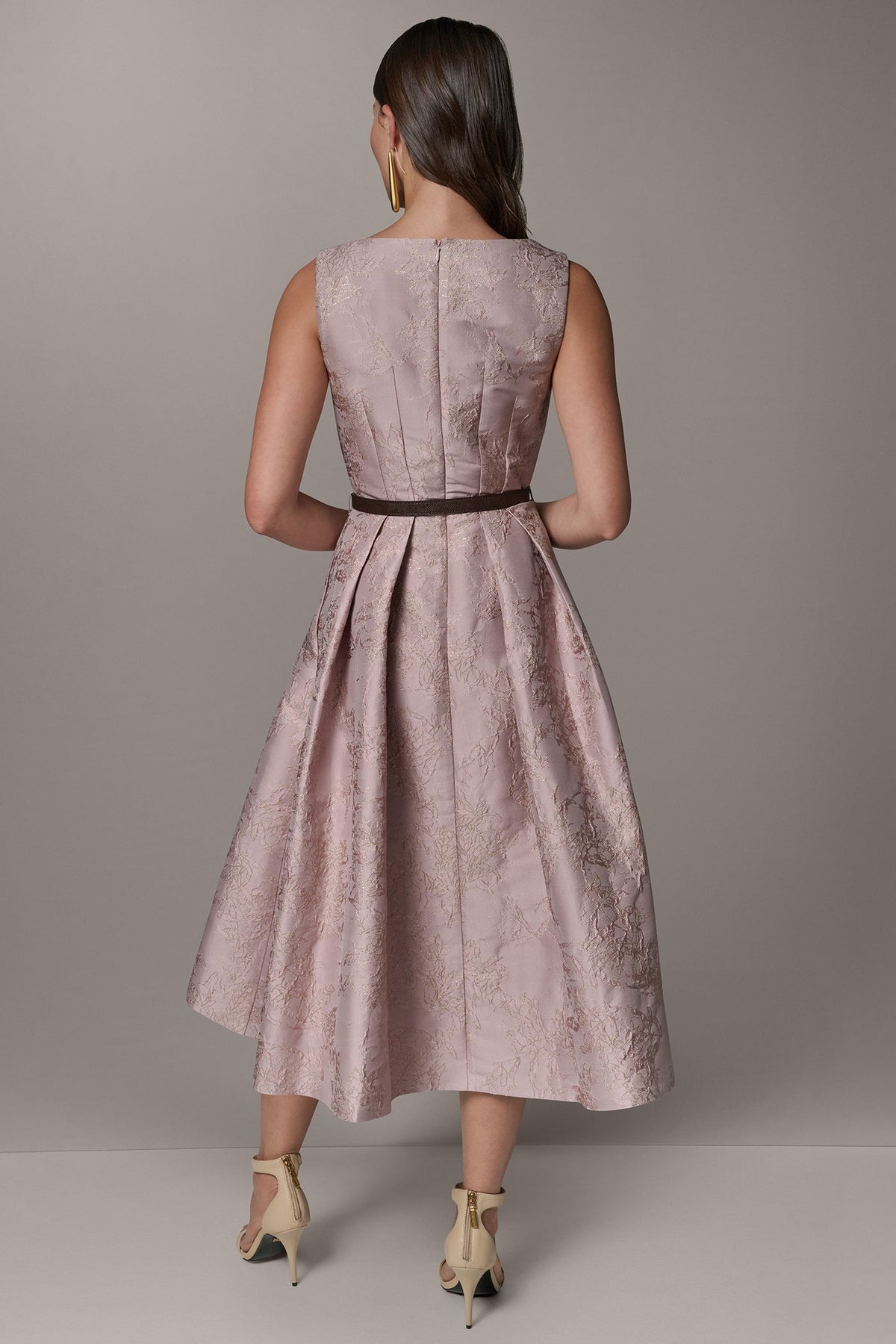 Donna Karan SLEEVELESS ASYMMETRIC MIDI FIT AND FLARE DRESS