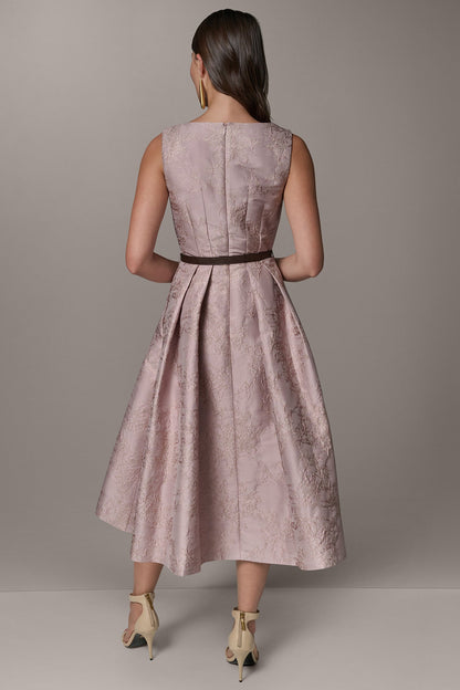 Donna Karan SLEEVELESS ASYMMETRIC MIDI FIT AND FLARE DRESS
