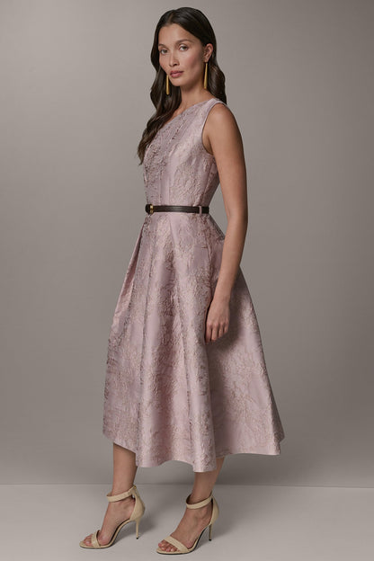Donna Karan SLEEVELESS ASYMMETRIC MIDI FIT AND FLARE DRESS