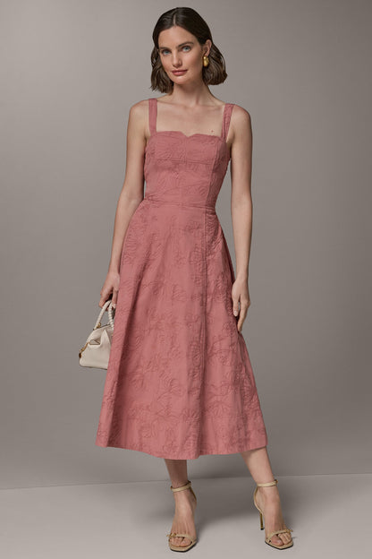Donna Karan SLEEVELESS MIDI FIT AND FLARE DRESS