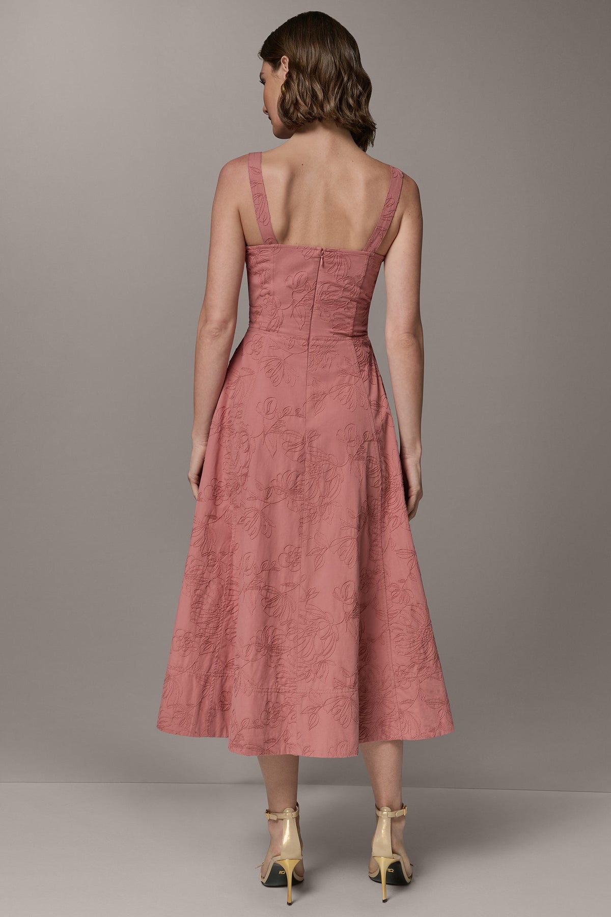 Donna Karan SLEEVELESS MIDI FIT AND FLARE DRESS