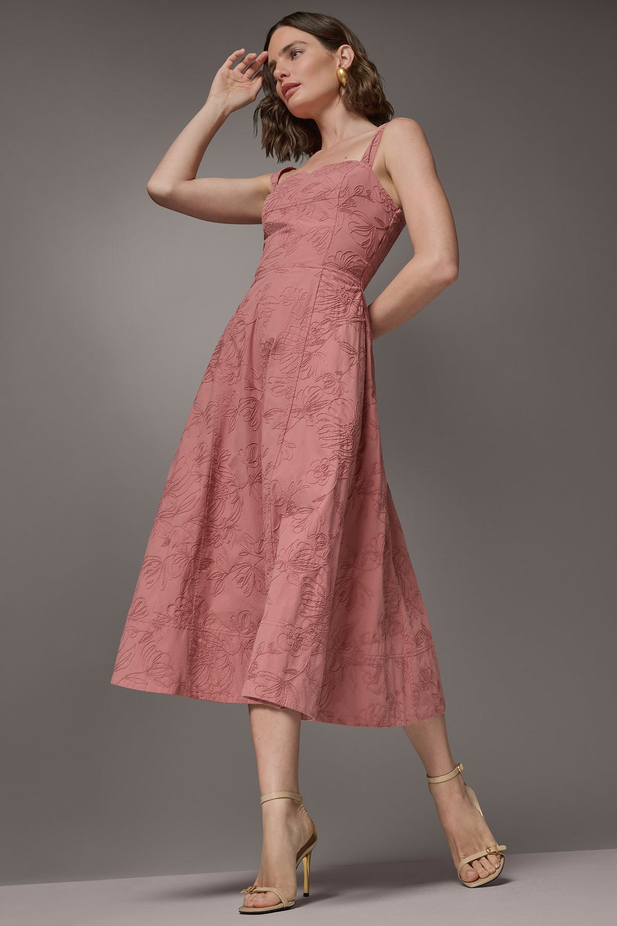 Donna Karan SLEEVELESS MIDI FIT AND FLARE DRESS