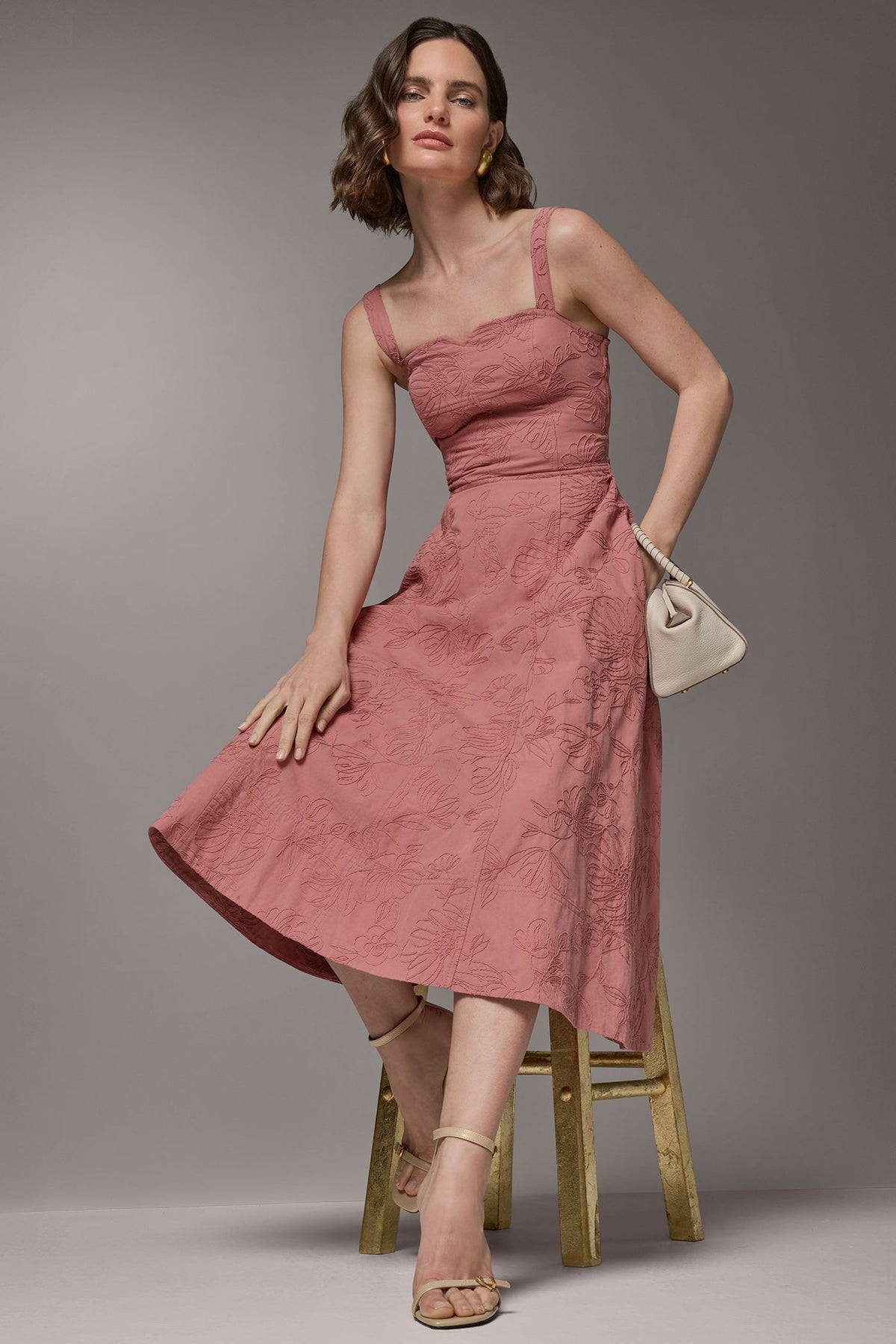Donna Karan SLEEVELESS MIDI FIT AND FLARE DRESS