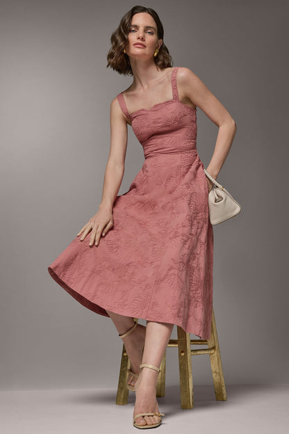 Donna Karan SLEEVELESS MIDI FIT AND FLARE DRESS