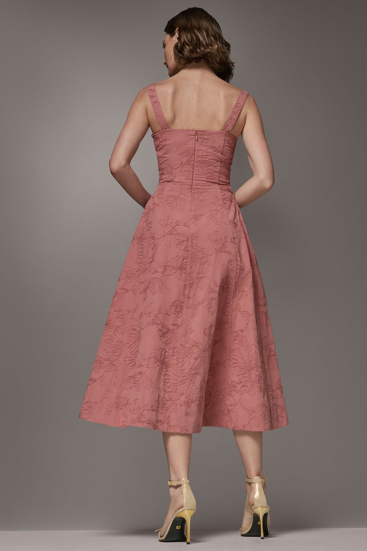 Donna Karan SLEEVELESS MIDI FIT AND FLARE DRESS