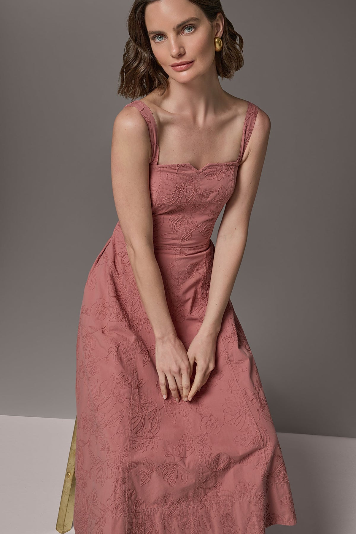Donna Karan SLEEVELESS MIDI FIT AND FLARE DRESS