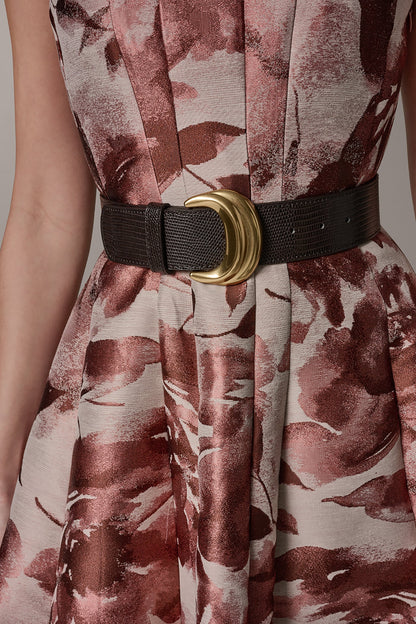 Donna Karan SLEEVELESS FLORAL MIDI FIT AND FLARE DRESS