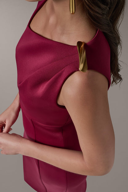 Donna Karan SLEEVELESS ASYMMETRICAL SHEATH DRESS