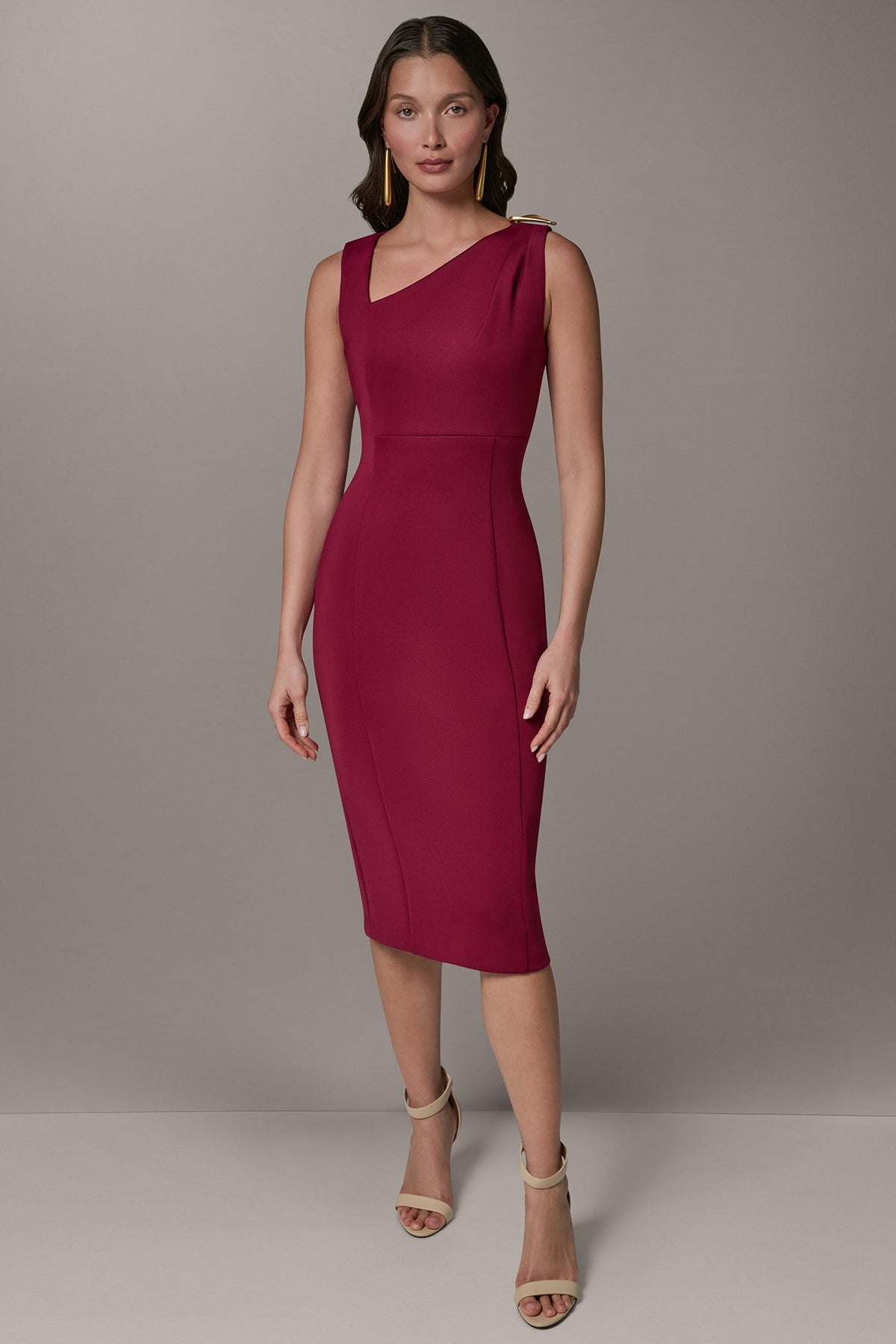 Donna Karan SLEEVELESS ASYMMETRICAL SHEATH DRESS