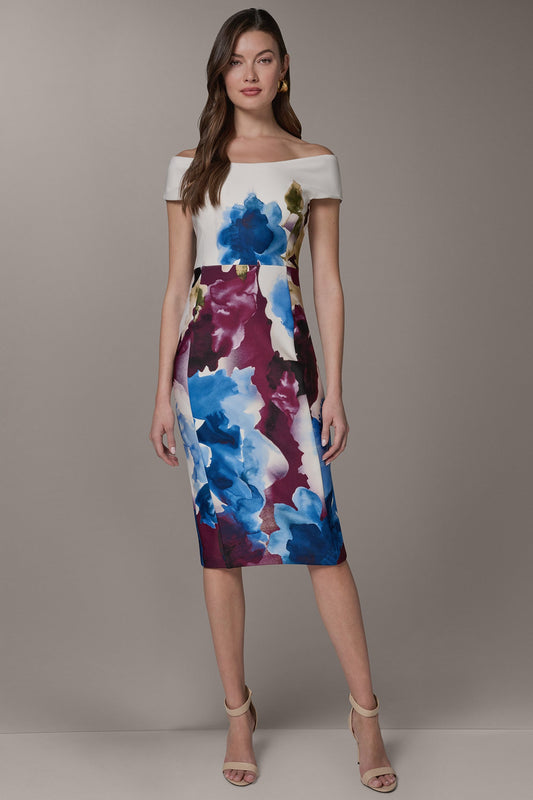 Donna Karan OFF THE SHOULDER MIDI SHEATH DRESS