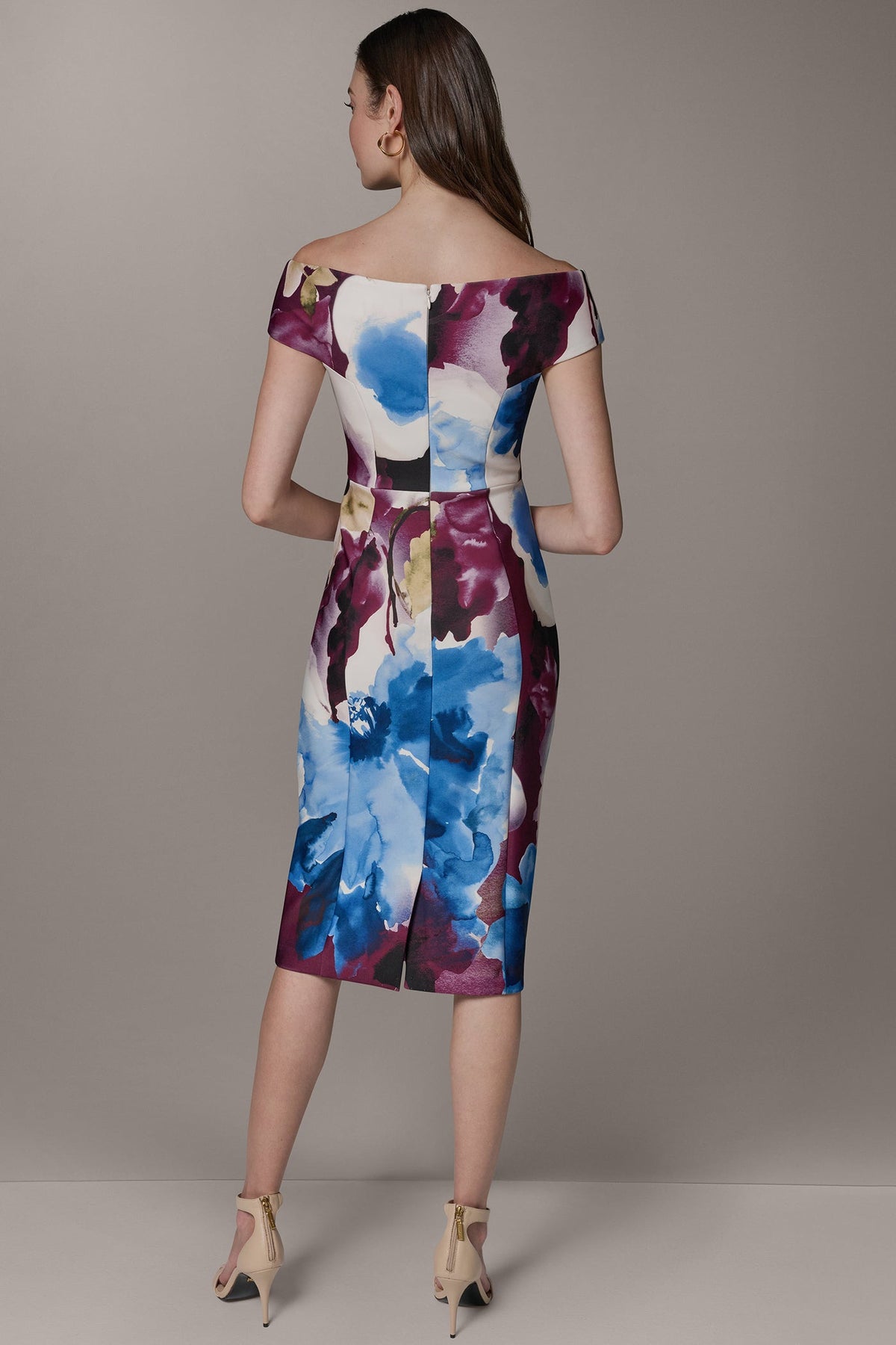 Donna Karan OFF THE SHOULDER MIDI SHEATH DRESS