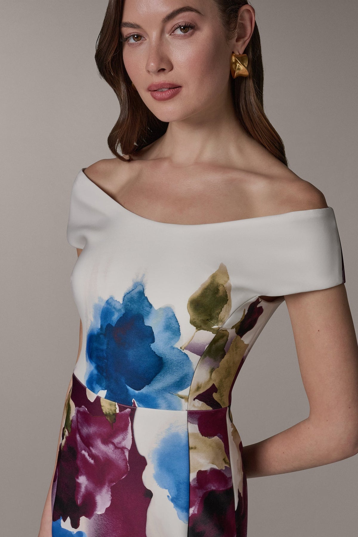 Donna Karan OFF THE SHOULDER MIDI SHEATH DRESS