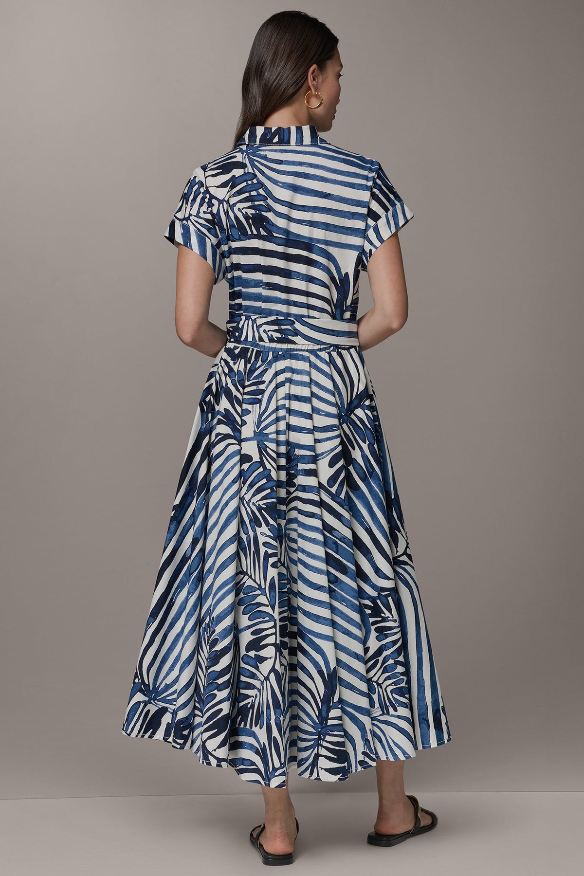 Donna Karan SHORT SLEEVE TIE FRONT MAXI SHIRT DRESS