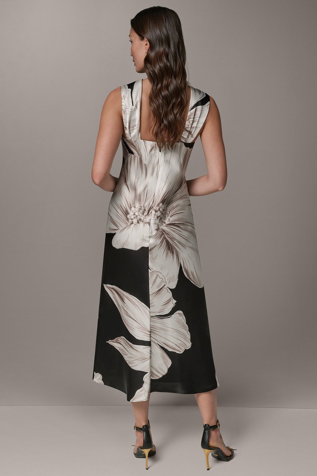 Donna Karan SLEEVELESS ASYMMETRIC MIDI HALTER DRESS