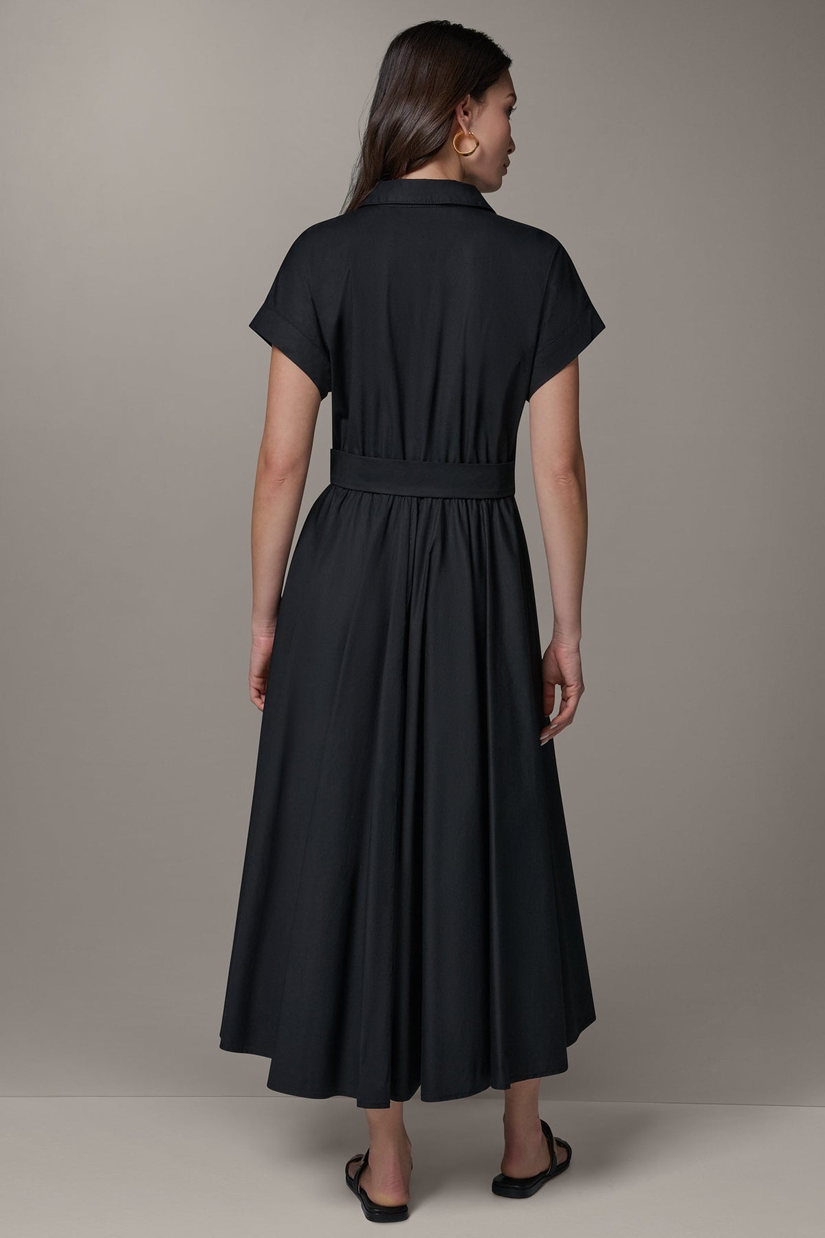 Donna Karan SHORT SLEEVE TIE FRONT MAXI SHIRT DRESS