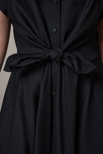 Donna Karan SHORT SLEEVE TIE FRONT MAXI SHIRT DRESS