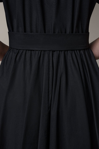 Donna Karan SHORT SLEEVE TIE FRONT MAXI SHIRT DRESS