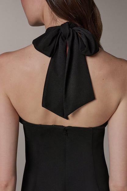 Donna Karan SLEEVELESS MIDI A-LINE HALTER DRESS