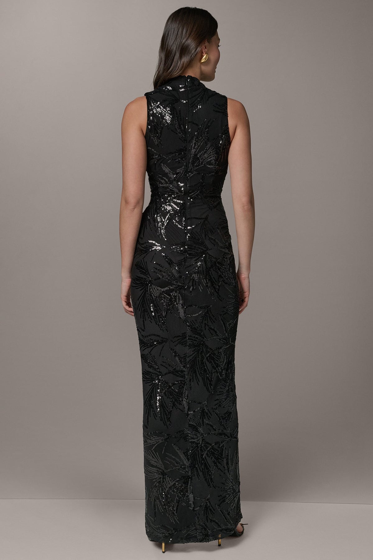Donna Karan SLEEVELESS WRAP-EFFECT SEQUIN GOWN