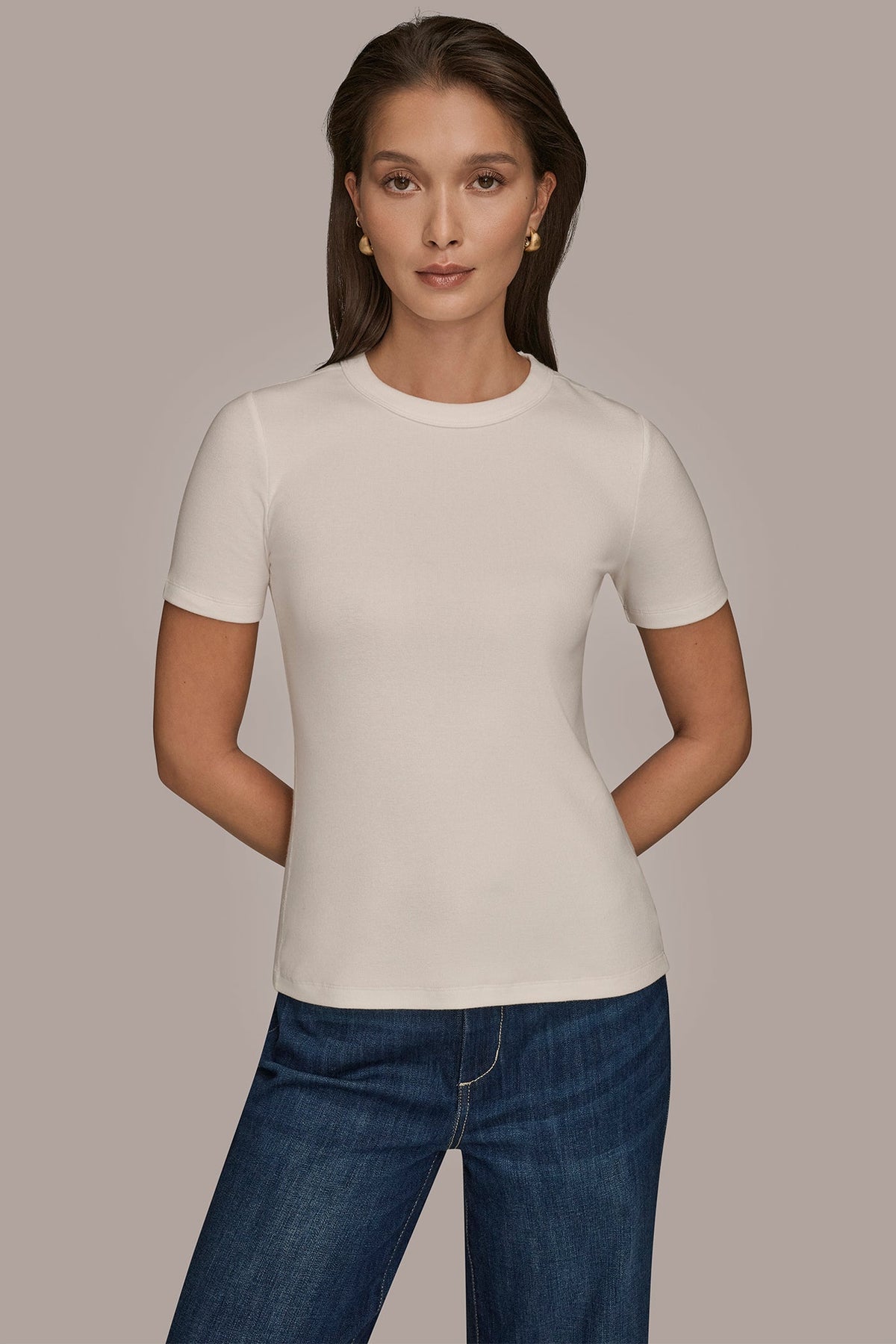 Donna Karan SHORT SLEEVE CREW NECK TEE
