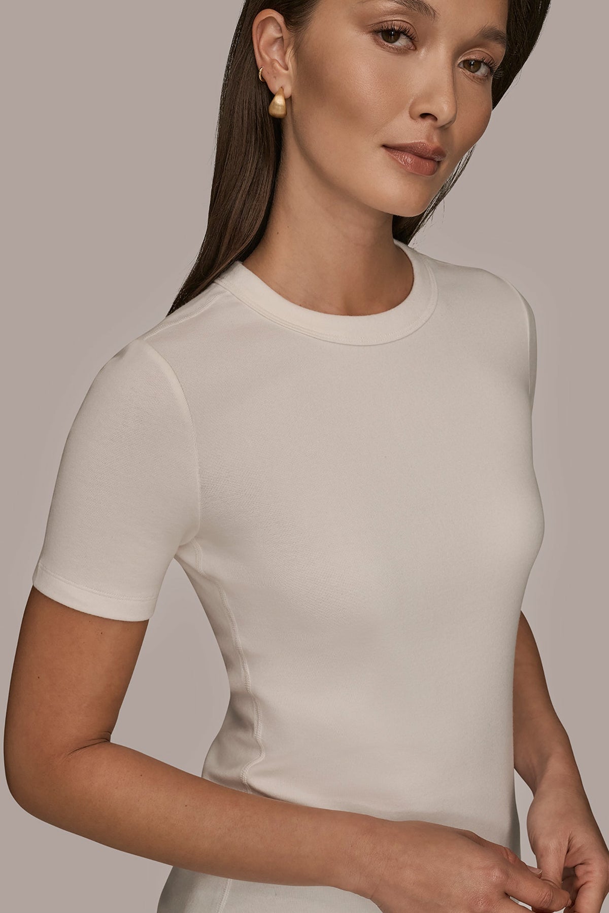 Donna Karan SHORT SLEEVE CREW NECK TEE