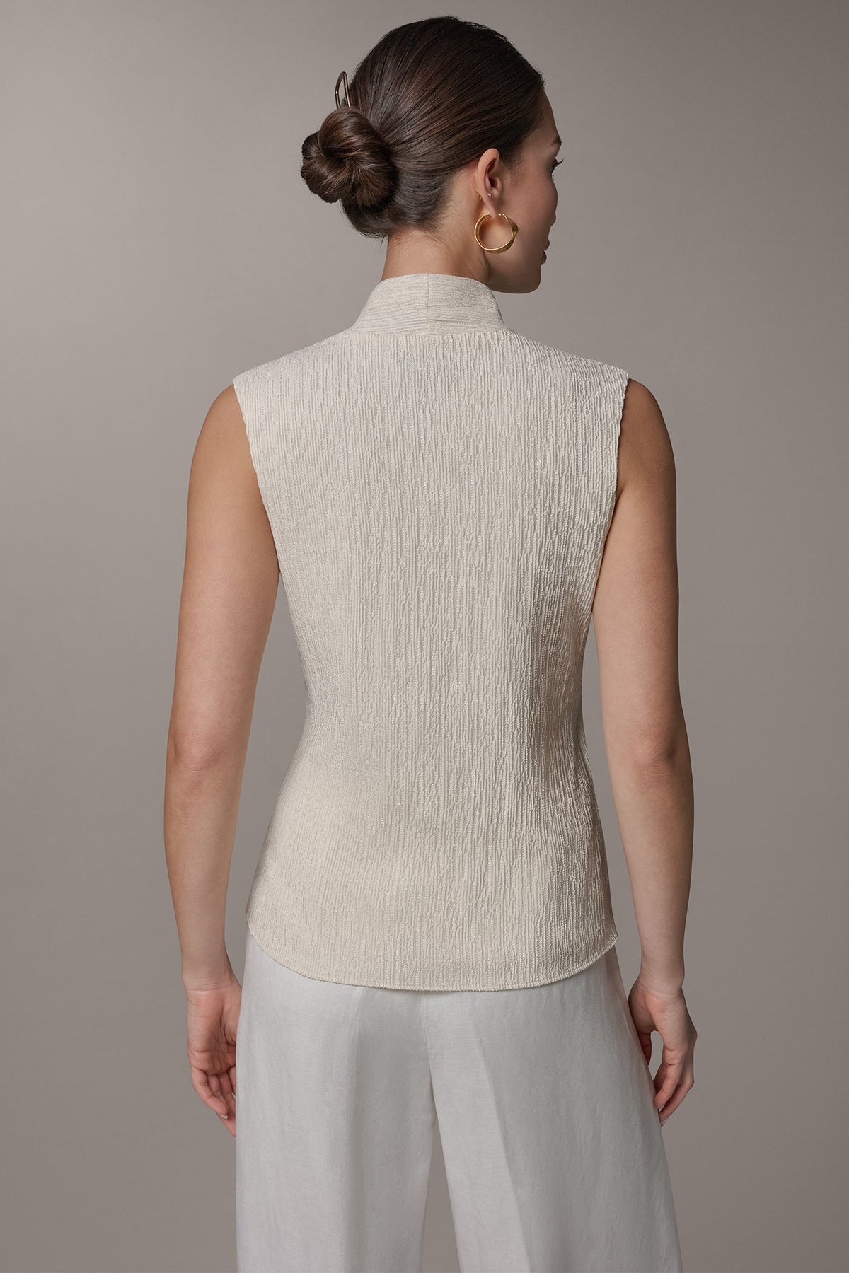 Donna Karan WRAP-EFFECT CRINKLE TOP
