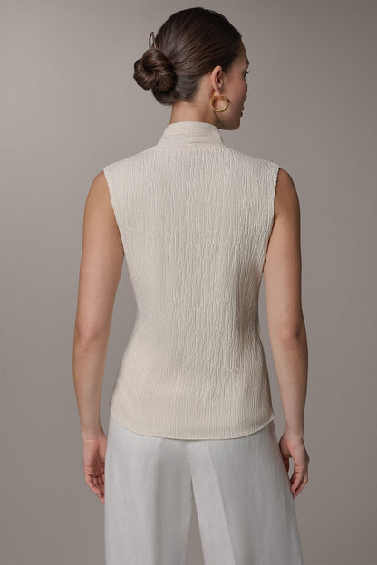Donna Karan WRAP-EFFECT CRINKLE TOP