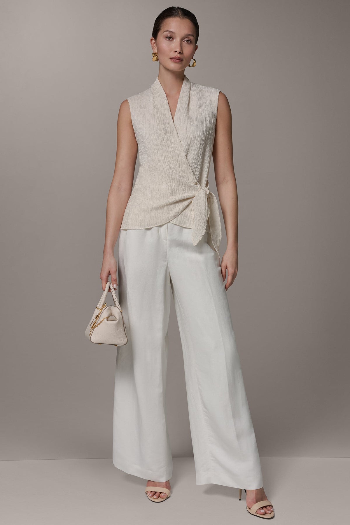 Donna Karan WRAP-EFFECT CRINKLE TOP