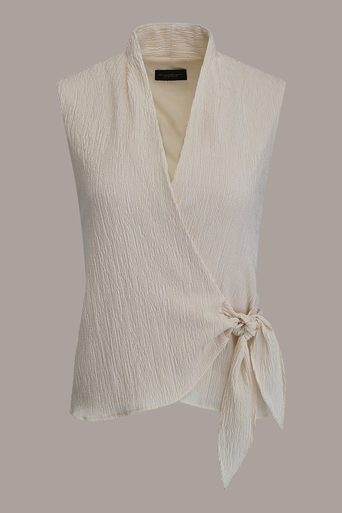 Donna Karan WRAP-EFFECT CRINKLE TOP