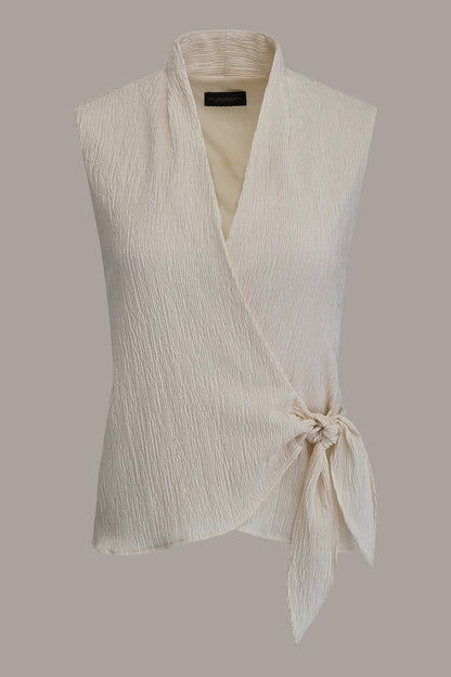Donna Karan WRAP-EFFECT CRINKLE TOP