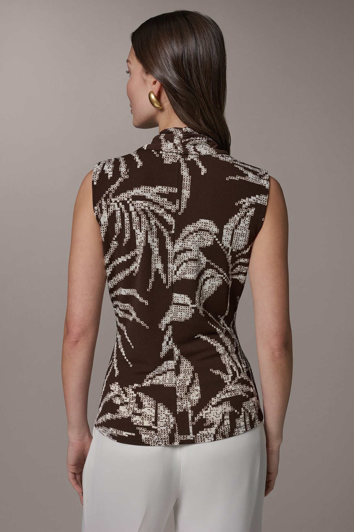 Donna Karan FLORAL FAUX WRAP TOP
