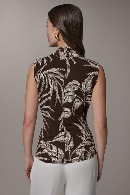Donna Karan FLORAL FAUX WRAP TOP