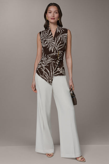 Donna Karan FLORAL FAUX WRAP TOP