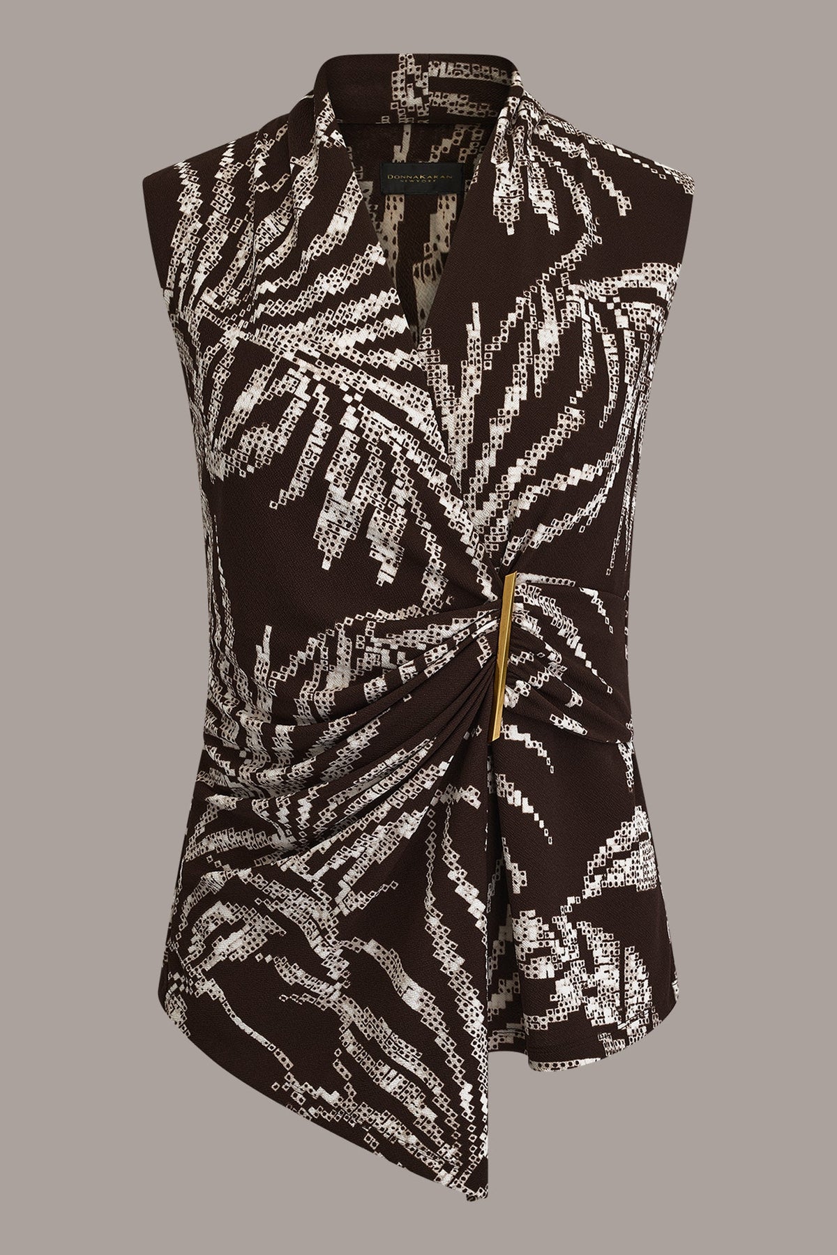 Donna Karan FLORAL FAUX WRAP TOP