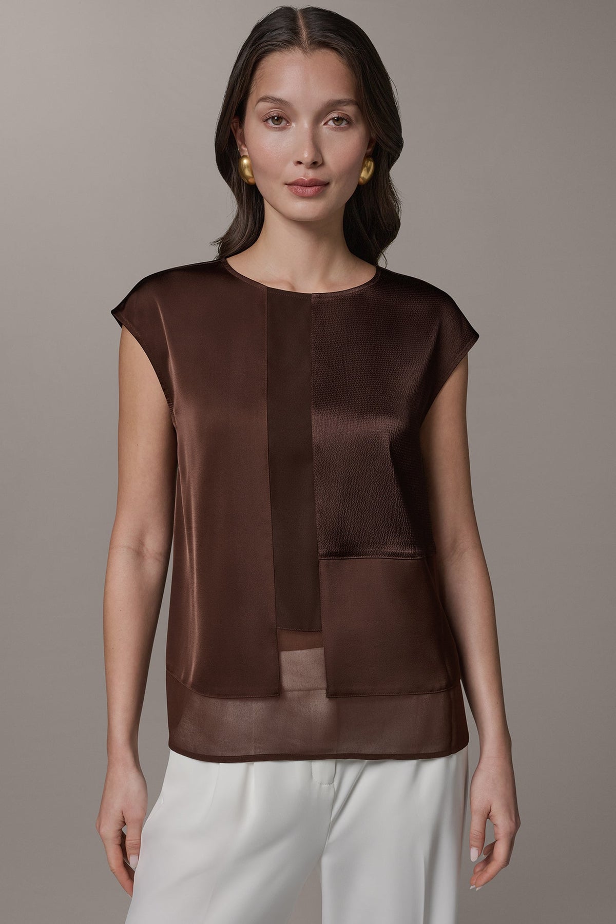 Donna Karan MIXED MEDIA BLOUSE