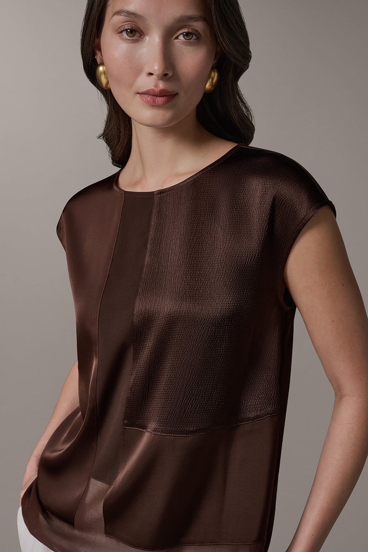 Donna Karan MIXED MEDIA BLOUSE