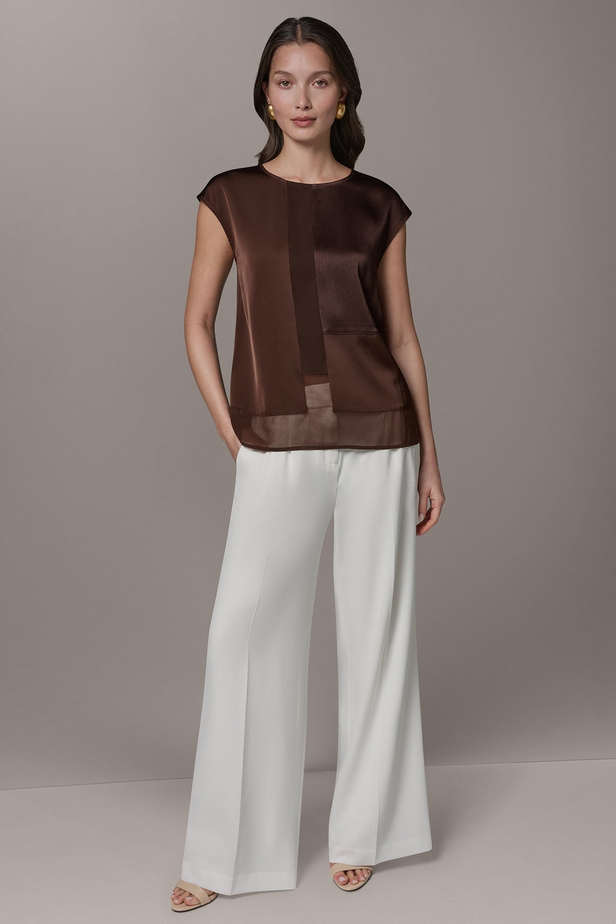 Donna Karan MIXED MEDIA BLOUSE