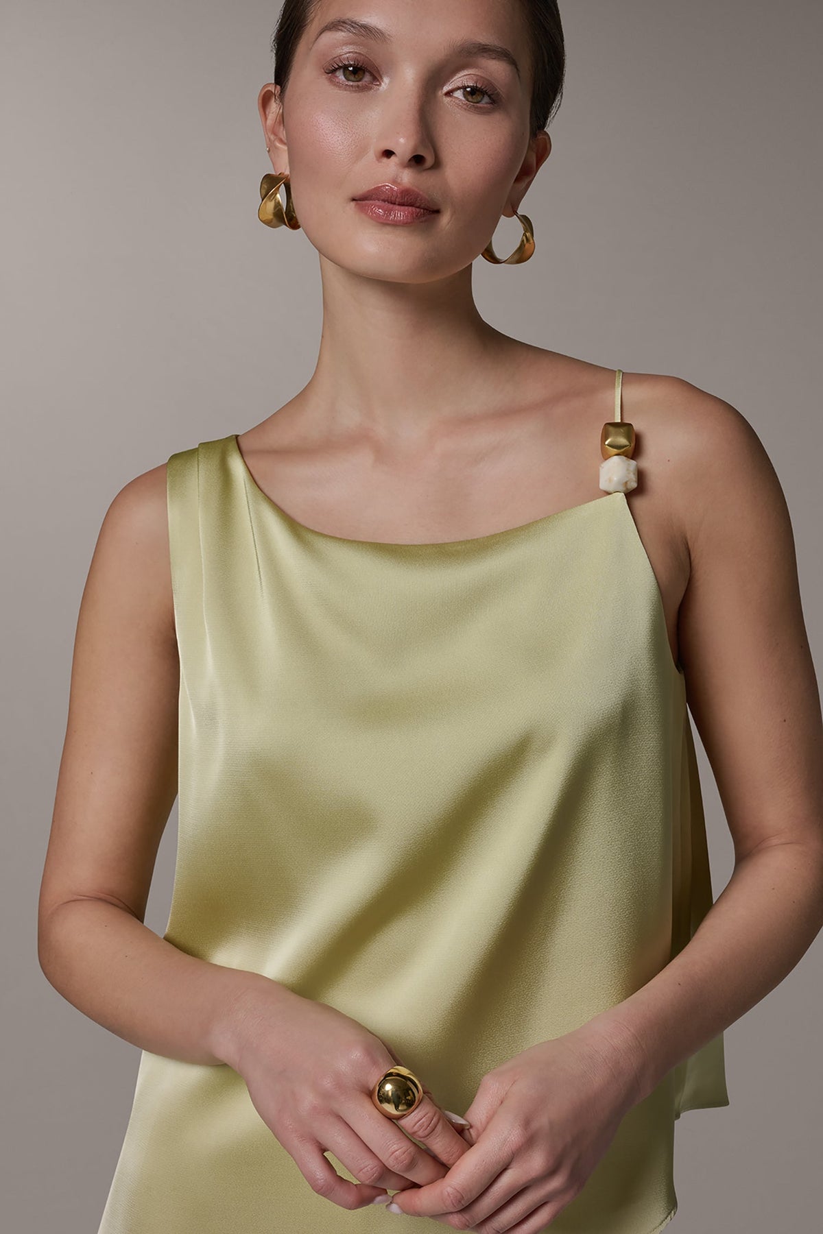 Donna Karan SLEEVELESS ASYMMETRIC BEAD TANK