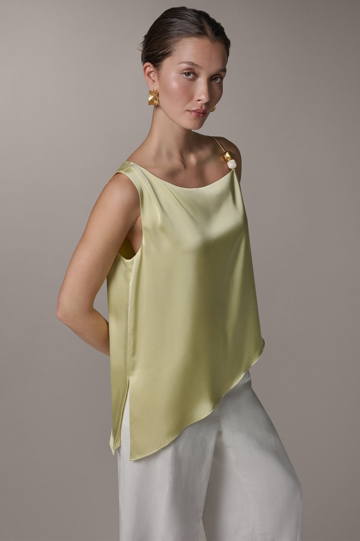 Donna Karan SLEEVELESS ASYMMETRIC BEAD TANK