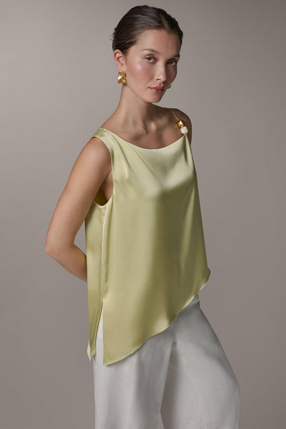 Donna Karan SLEEVELESS ASYMMETRIC BEAD TANK