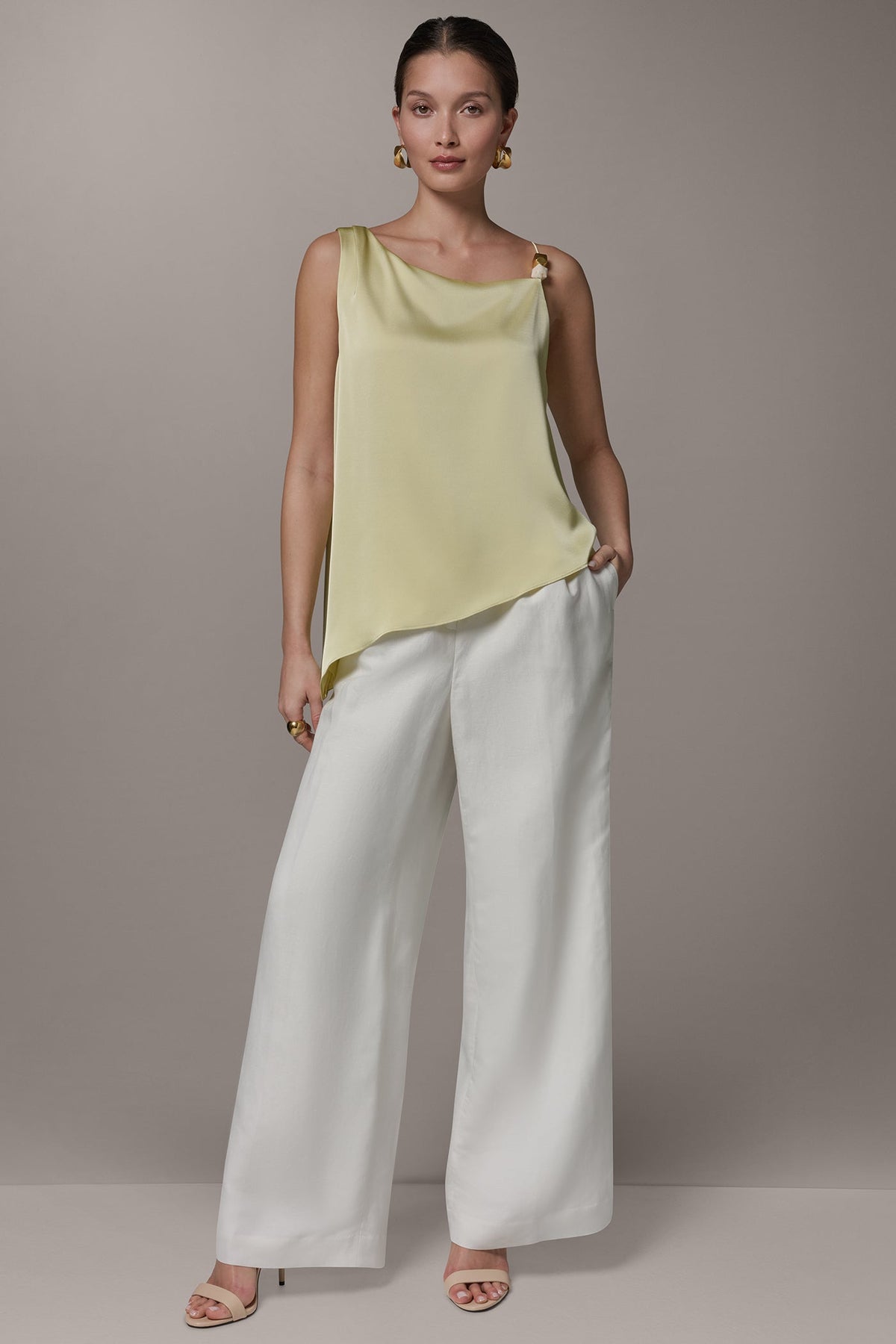 Donna Karan SLEEVELESS ASYMMETRIC BEAD TANK