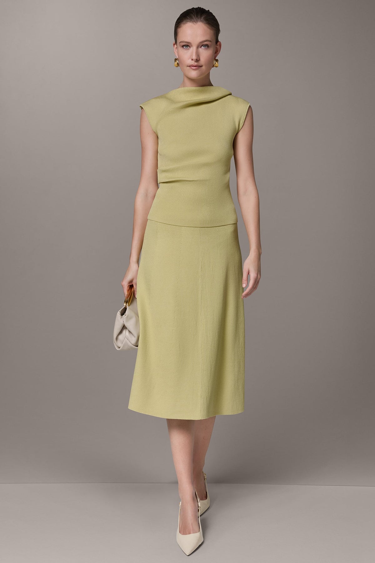 Donna Karan SLEEVELESS ASYMMETRIC BOATNECK SWEATER