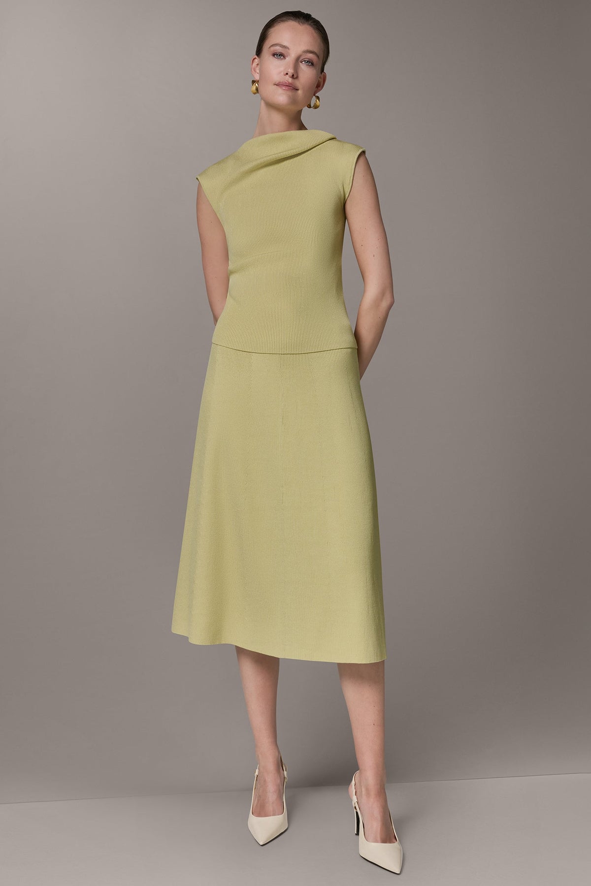 Donna Karan SLEEVELESS ASYMMETRIC BOATNECK SWEATER
