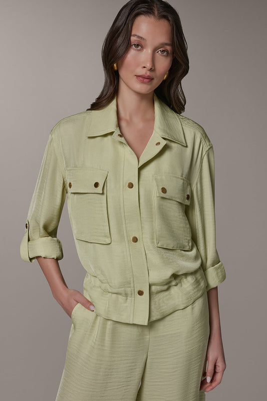 Donna Karan LONG SLEEVE TIE WAIST SHIRT
