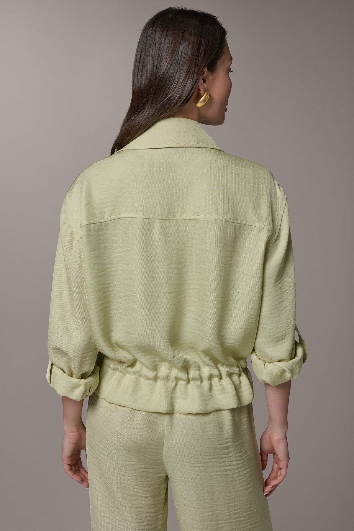 Donna Karan LONG SLEEVE TIE WAIST SHIRT