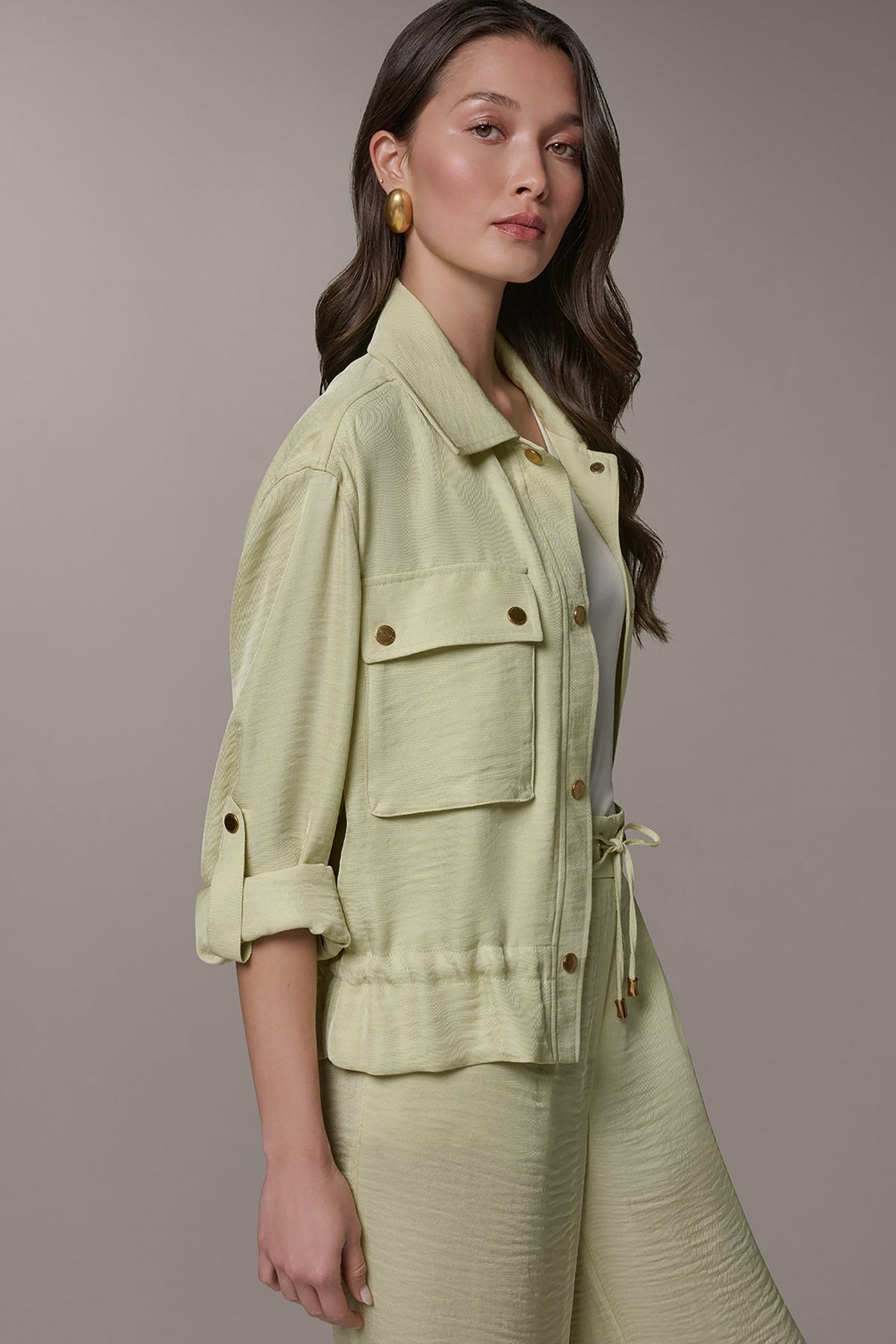 Donna Karan LONG SLEEVE TIE WAIST SHIRT