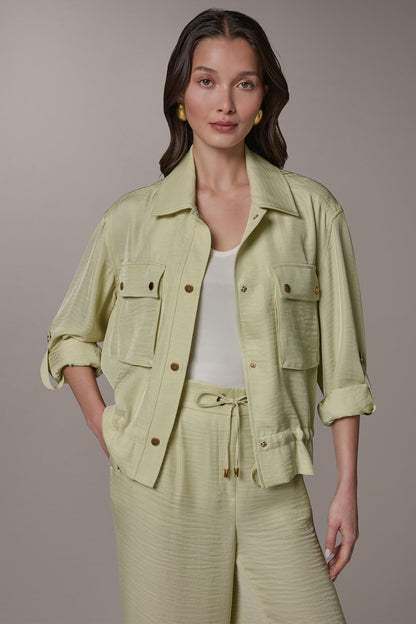 Donna Karan LONG SLEEVE TIE WAIST SHIRT