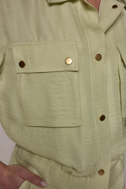 Donna Karan LONG SLEEVE TIE WAIST SHIRT